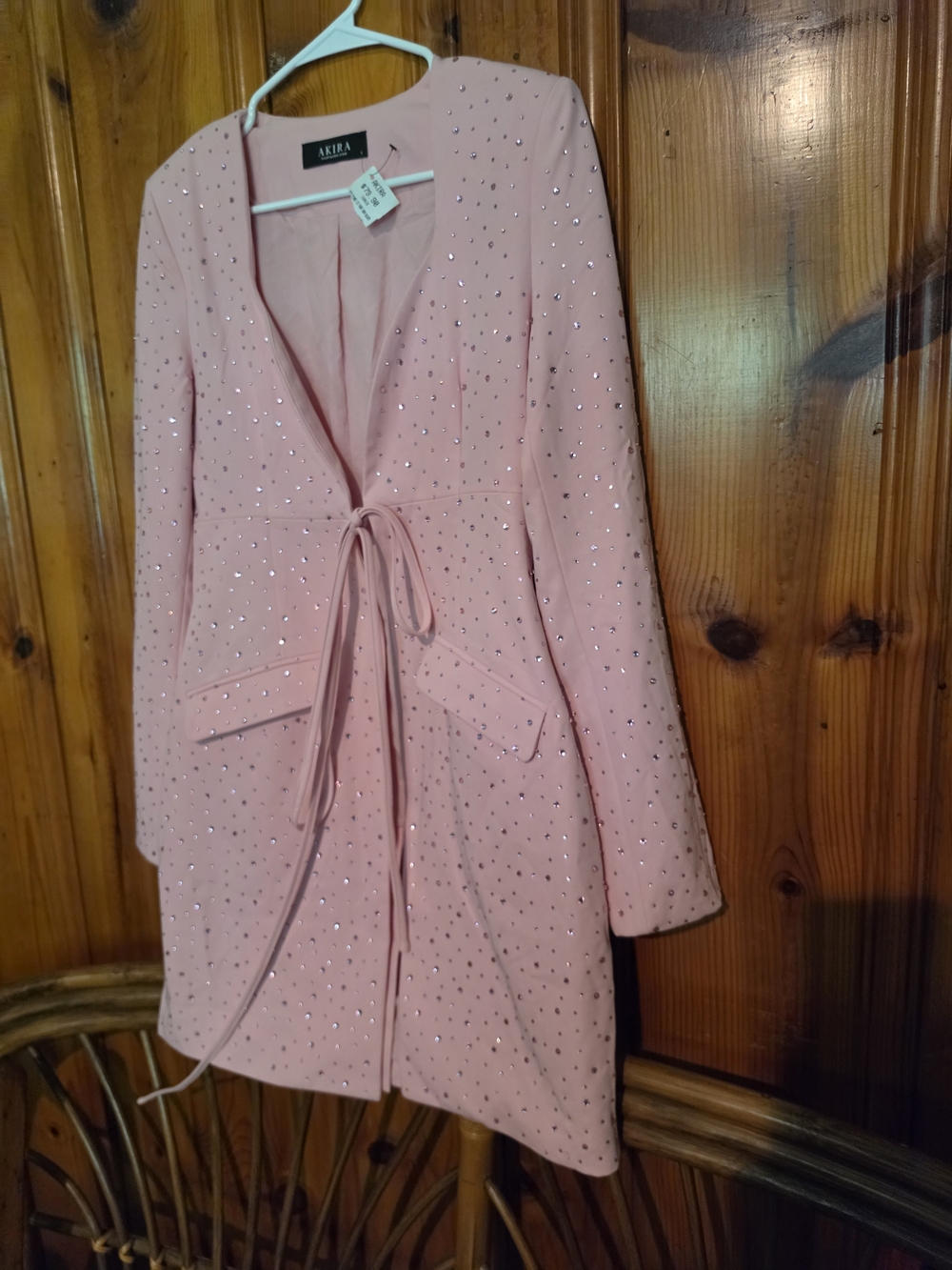Akira Pink Embellished Tie-Waist Coat - Picture 8 of 16